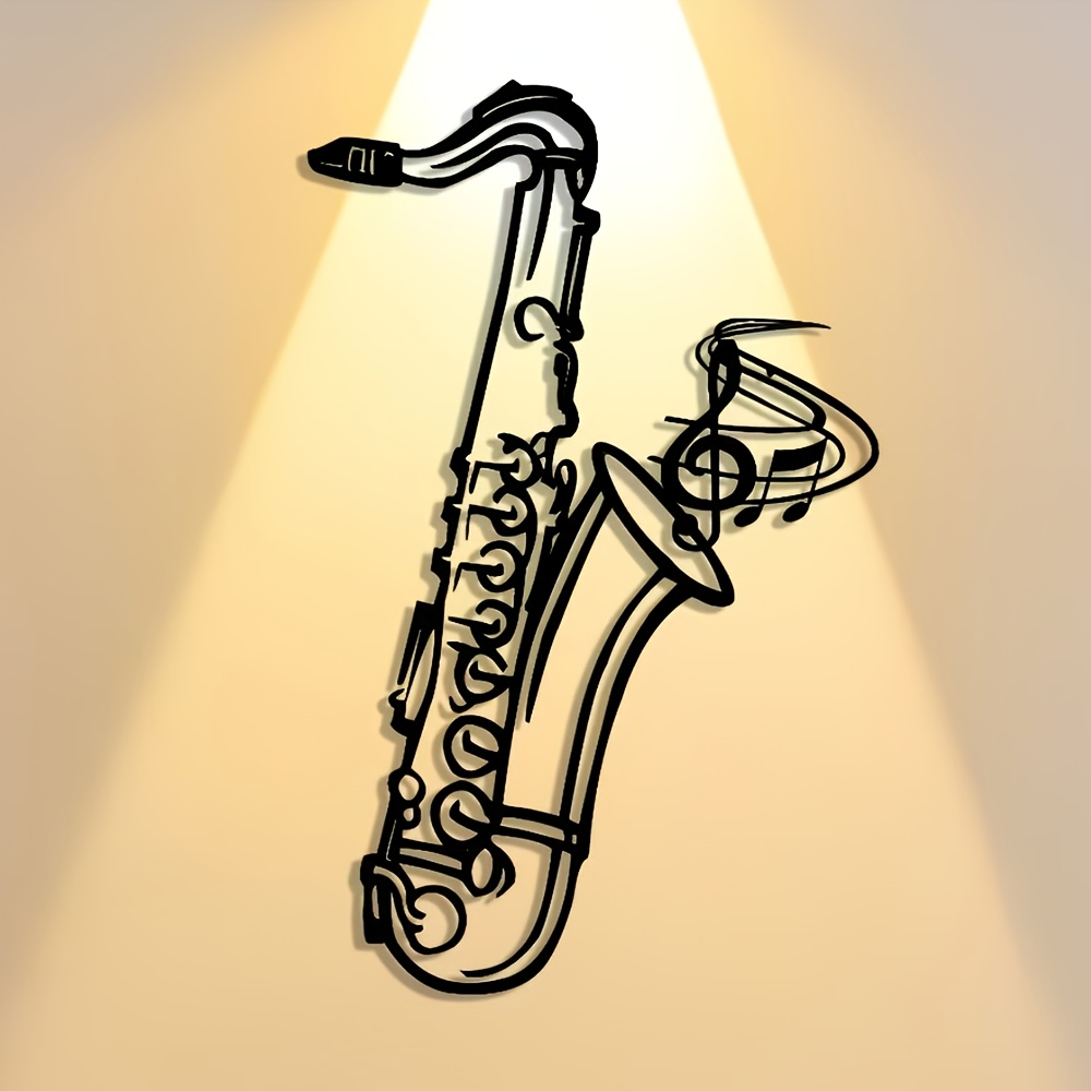 Musical Instrument Image - Wanddekoration aus Metall mit Saxophon-Motiv, Musikornament