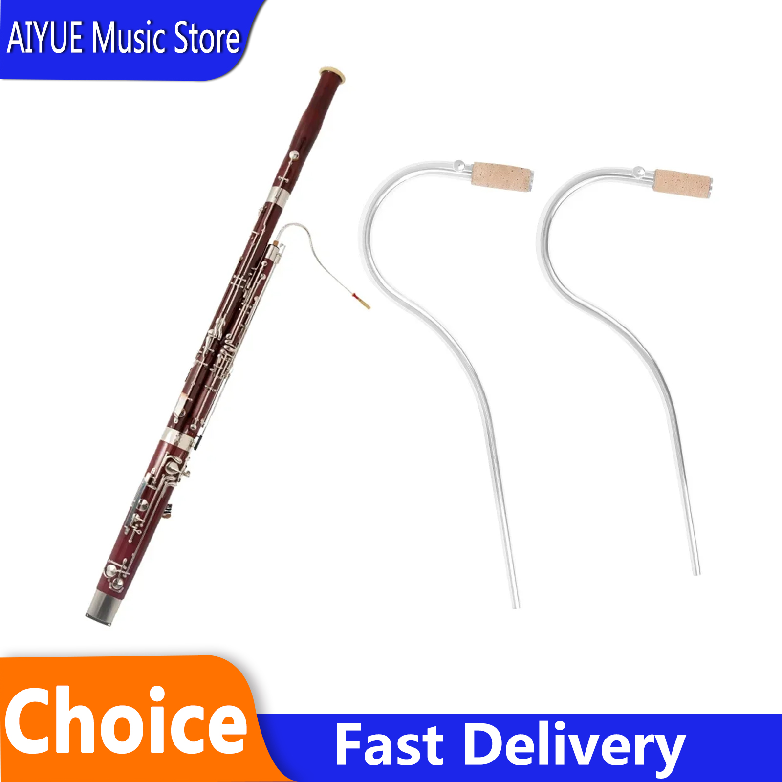 Musical Instrument Bassoon - 2 Stück Fagott-Blaupfeifen mit versilbertem gebogenem
