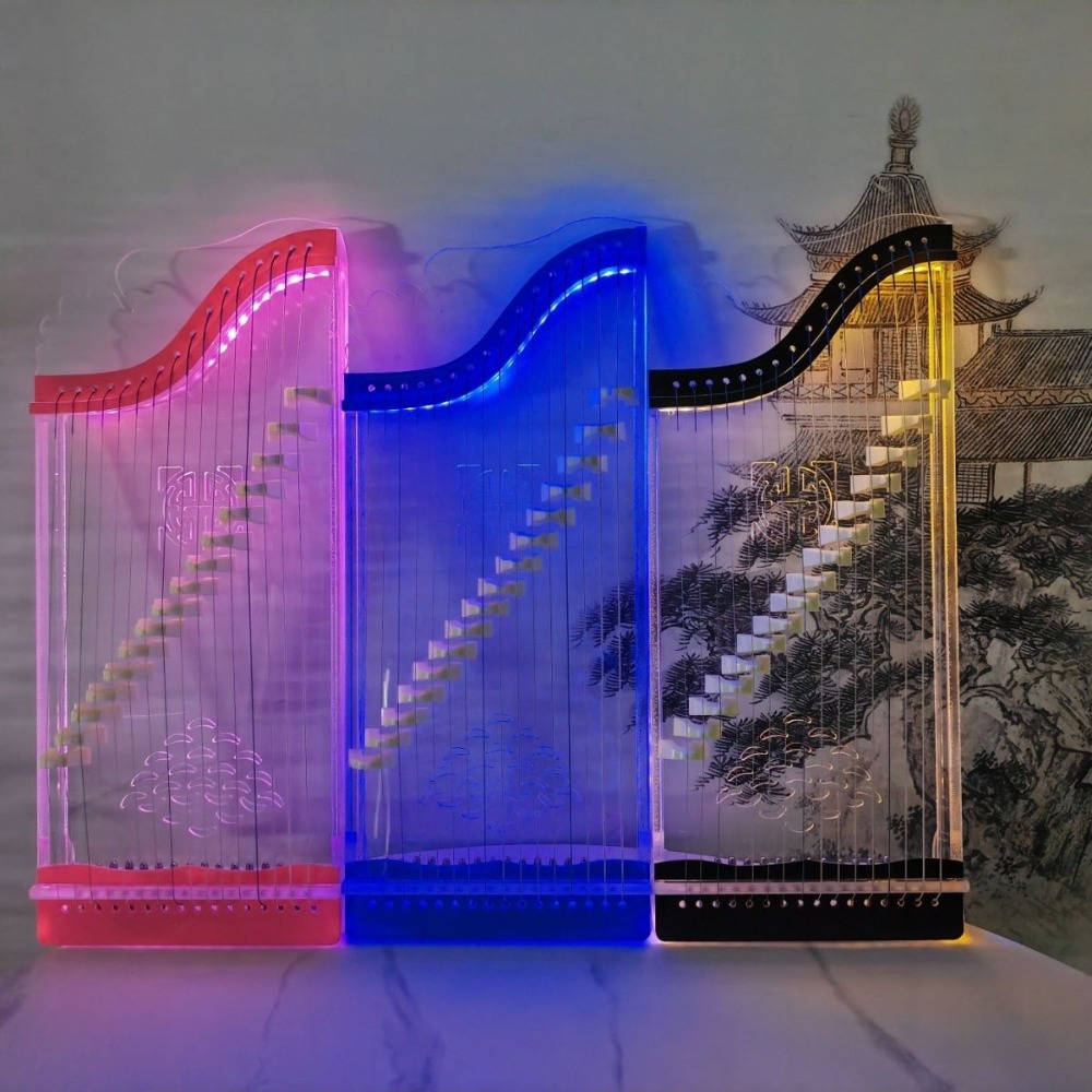 Musical Instrument Oud - 16 Saiten Guzheng Anfänger-Übungsheilung Nachtleuchtendes transparentes